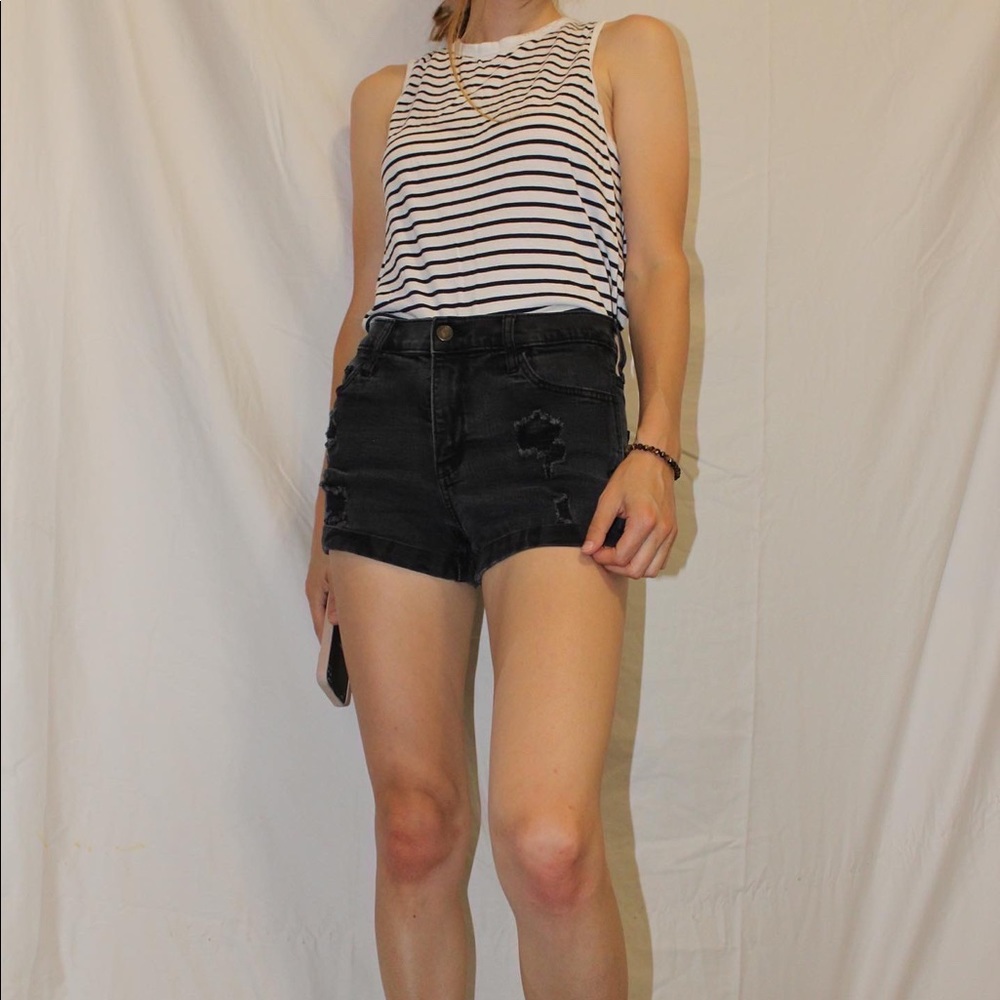 Aerie Navy + White Striped Muscle Tank Size Small
